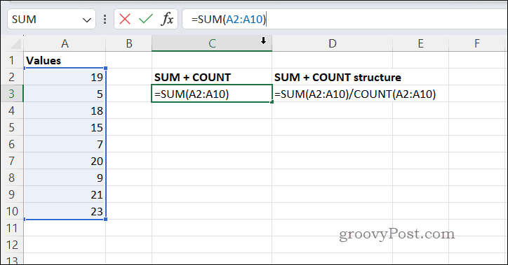 Calcularea mediilor cu SUMCOUNT în Excel