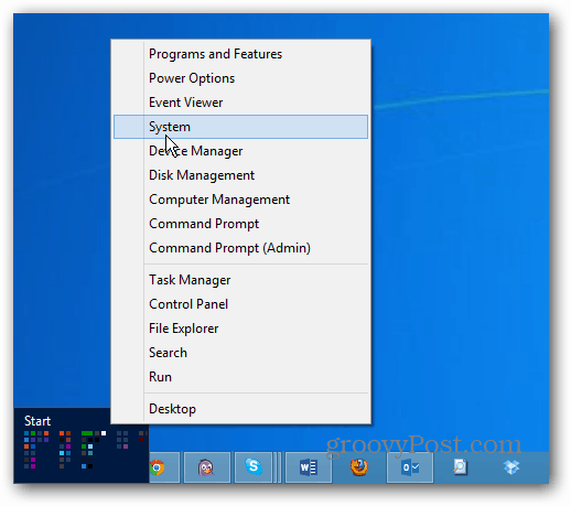 Meniu utilizator Windows 8 Power