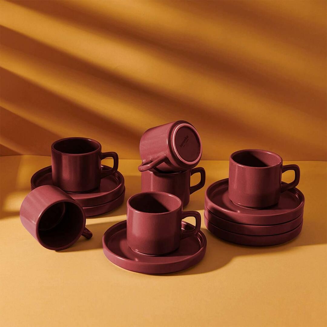 Set cești de ceai stivuibile Keramika, 12 piese
