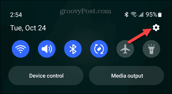 umbră de notificare a butonului de setări Android