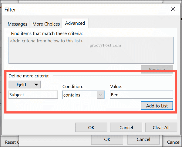 Reguli avansate de formatare condiționată în Outlook