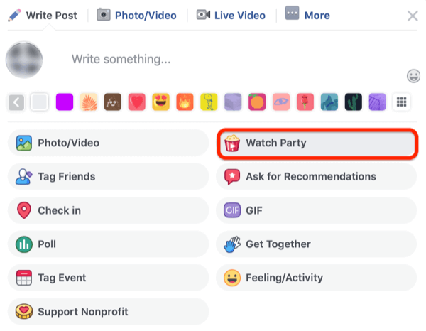 pasul 1 pentru cum să porniți Facebook Watch Party în grupul Facebook