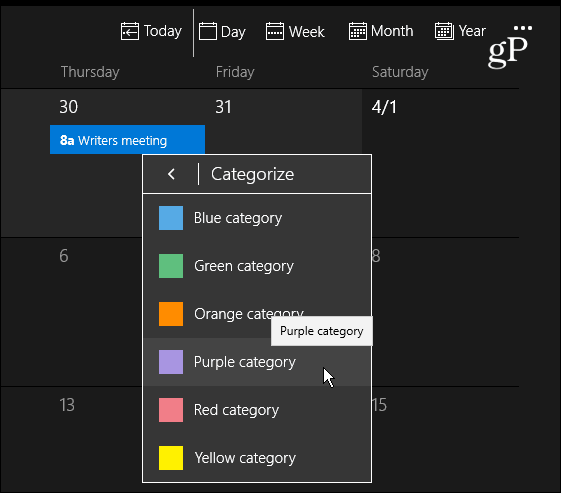 Calendar categorii de culori