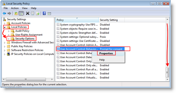Setați Comportamentul contului de utilizator pentru controlul contului de utilizator (UAC) Windows Vista
