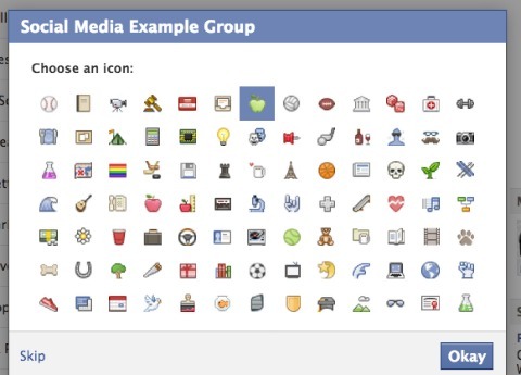 setările pictogramei grupului facebook