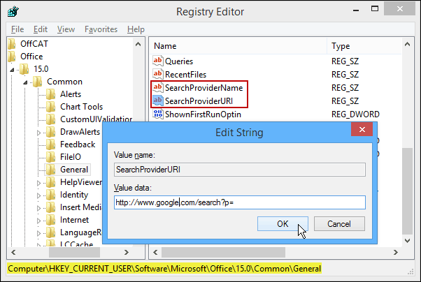 Schimbați furnizorul implicit de căutare Microsoft Office 2013