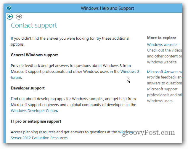 Contactați forumurile de asistență Windows 8