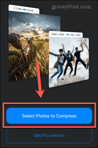 aplicația de comprimare a fotografiilor selectați fotografii