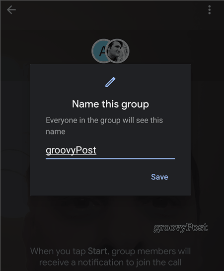 Numele grupului Google Duo