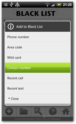 Android lista de control al apelurilor la lista neagră se adaugă la lista neagră