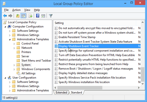 Windows Shutdown Event Tracker monitorizează repornirile de sistem