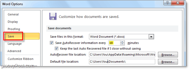 Utilizarea funcției AutoRecover în Office 2010