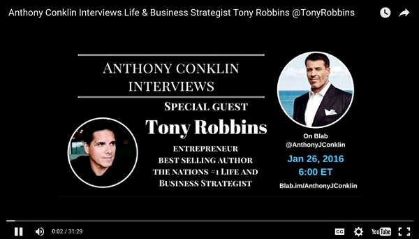 anthony conklin intervievează tony robbins blab încărcat pe youtube