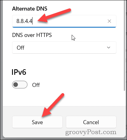 Setați setări DNS alternative în Windows 11