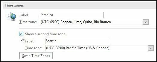 Cum să adăugați un fus orar în calendarul Outlook 2016