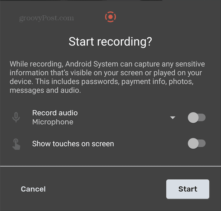 Începeți Android Screen Recorder