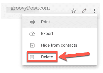 gmail șterge contactul