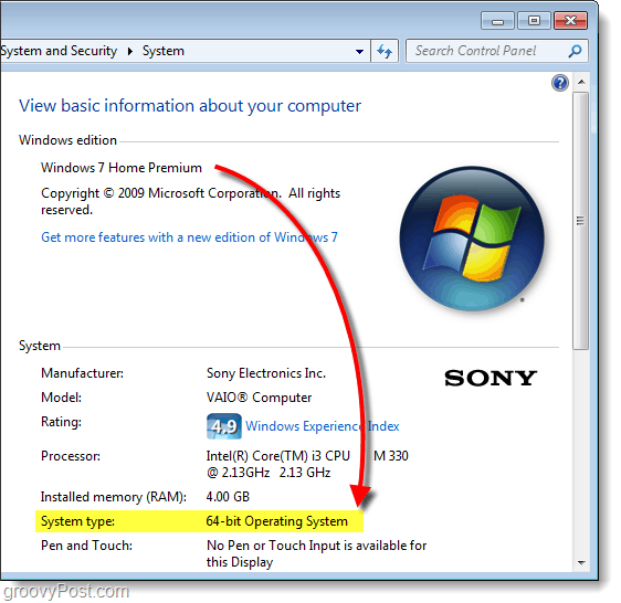 găsiți versiunea Windows 7 pe 64 sau 32 biți