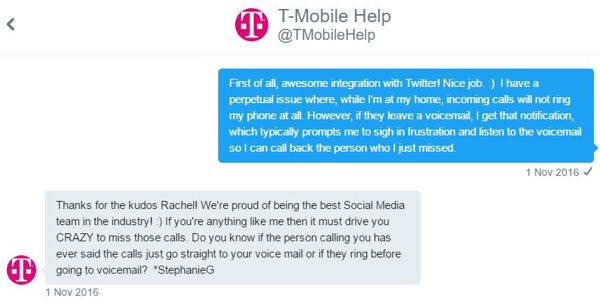 Un reprezentant al serviciului pentru clienți T-Mobile a reușit să interacționeze cu mine unul la unu și să particip la problema mea.
