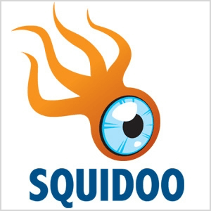 Aceasta este o captură de ecran a logo-ului Squidoo, care este o creatură portocalie cu patru tentacule și glob ocular albastru mare.