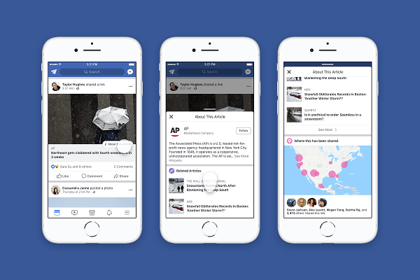 Facebook împărtășește mai mult context în jurul articolelor și editorilor distribuiți în News Feed.