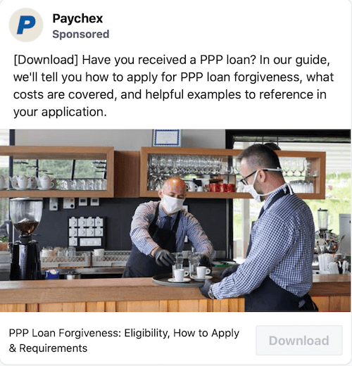 exemplu de post sponsorizat de paychex pentru generarea de clienți potențiali de împrumut ppp