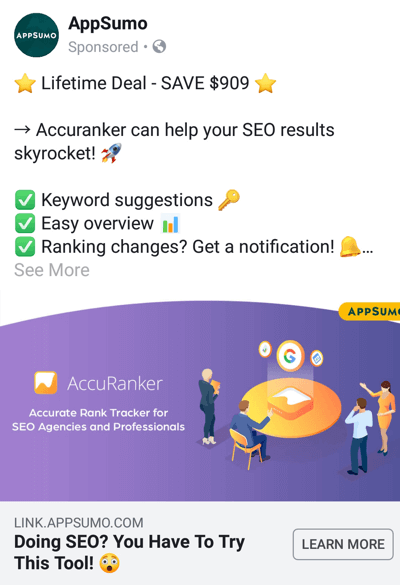 Tehnici publicitare Facebook care oferă rezultate, de exemplu prin AppSumo oferind o ofertă