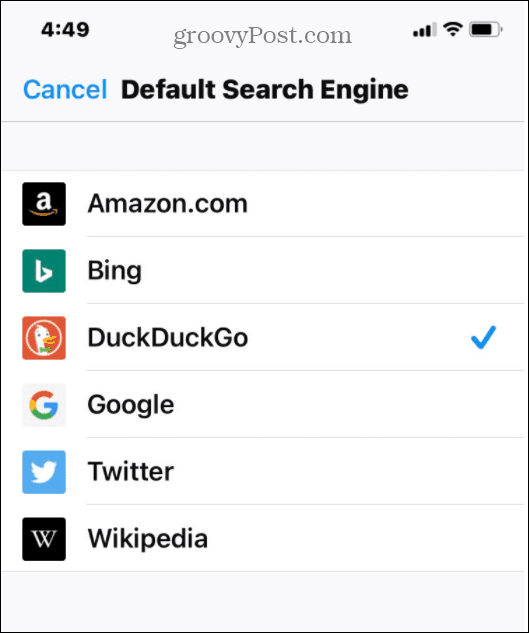 Firefox selectează lista de căutare implicită