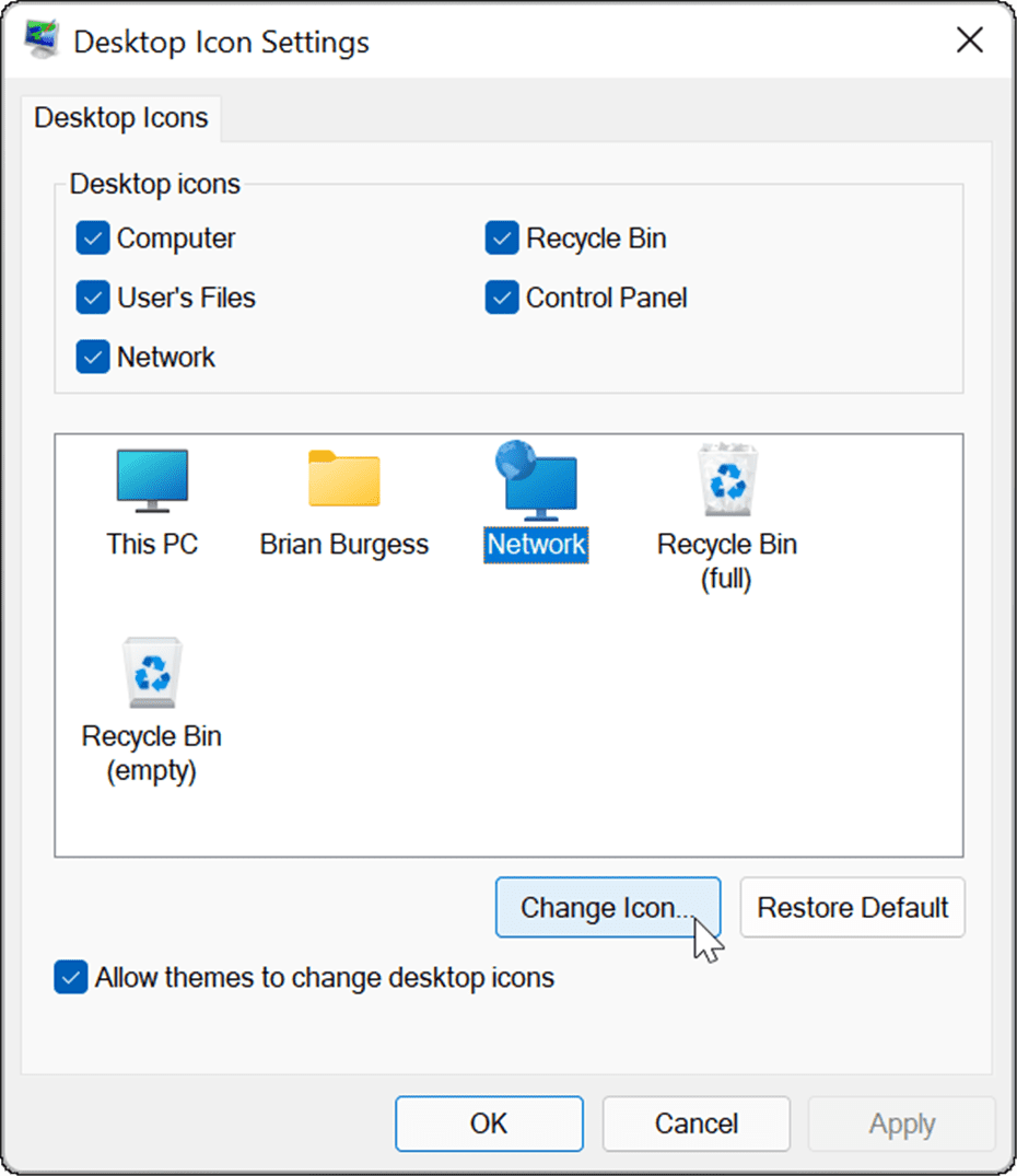recuperați pictogramele vechi de pe desktop pe Windows 11