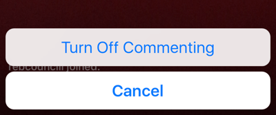 Faceți clic pe pictograma cu trei puncte pentru a dezactiva comentariile pentru transmisia dvs. live.