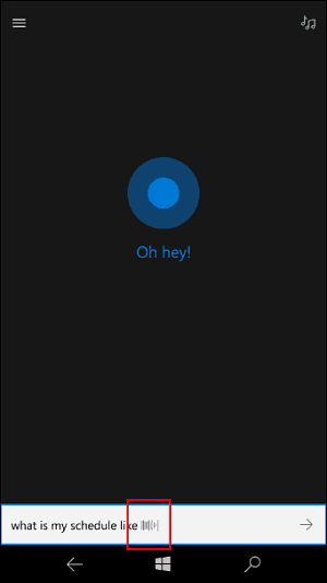 Animație de ascultare Cortana
