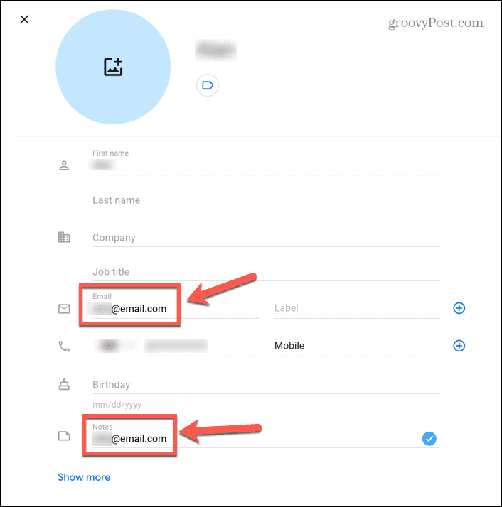 gmail copiați adresa de e-mail în note