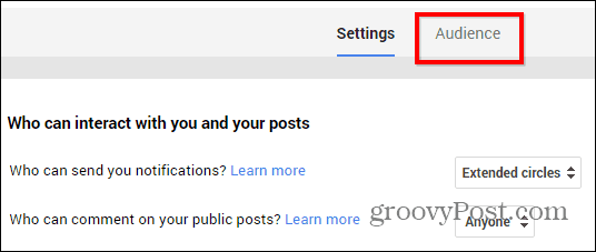 Google+ postează audiența cu setări de restricție
