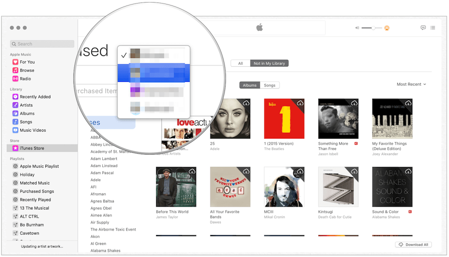 iTunes selectează membru al familiei
