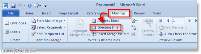Captură de ecran Outlook 2010 - faceți clic pe linia de salut de sub corespondență