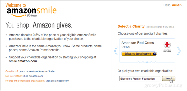 Donează-ți caritatea preferată cu Amazon Smile
