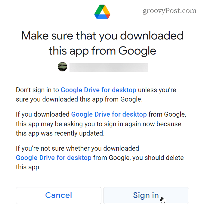 conectați-vă adăugați Google Drive la exploratorul de fișiere