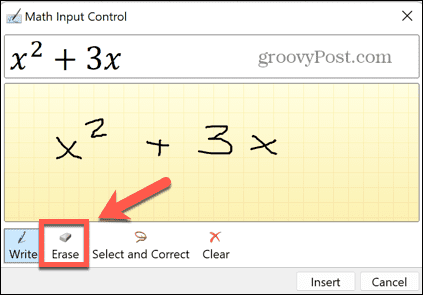 gumă de șters pentru ecuații de cerneală excel