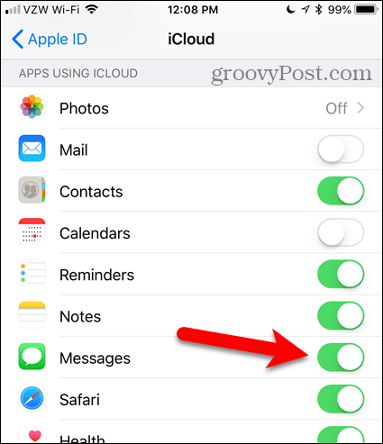 Activați Mesaje pe iCloud în iOS