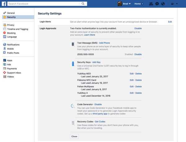 Utilizatorii Facebook pot acum să înregistreze o cheie de securitate fizică pentru a-și proteja contul Facebook.
