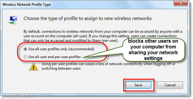 gestionați tipul de profil de rețea Windows 7
