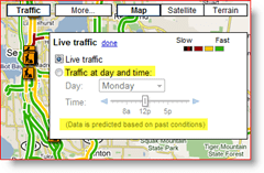 Google Maps Trafic live la setările de zi și oră