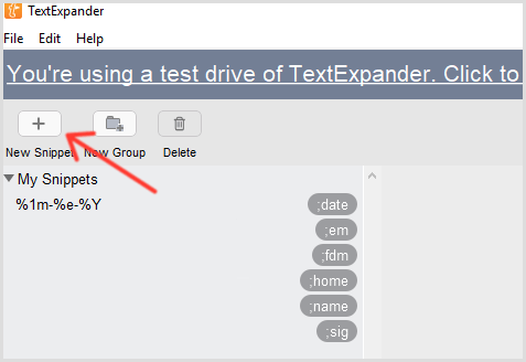 TextExpander adaugă fragment