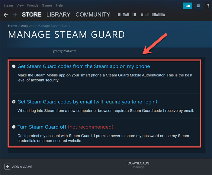 Gestionarea Steam Guard în Windows 10