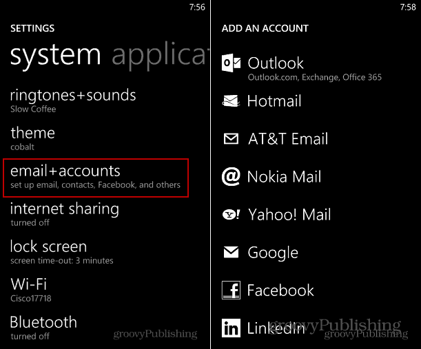 Adăugați contul Windows Phone 8