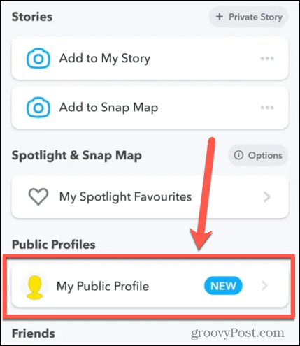 snapchat profilul meu public