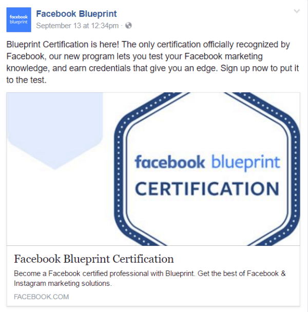 certificare plan facebook