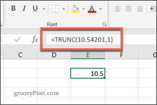 Funcția TRUNC în Excel la o zecimală