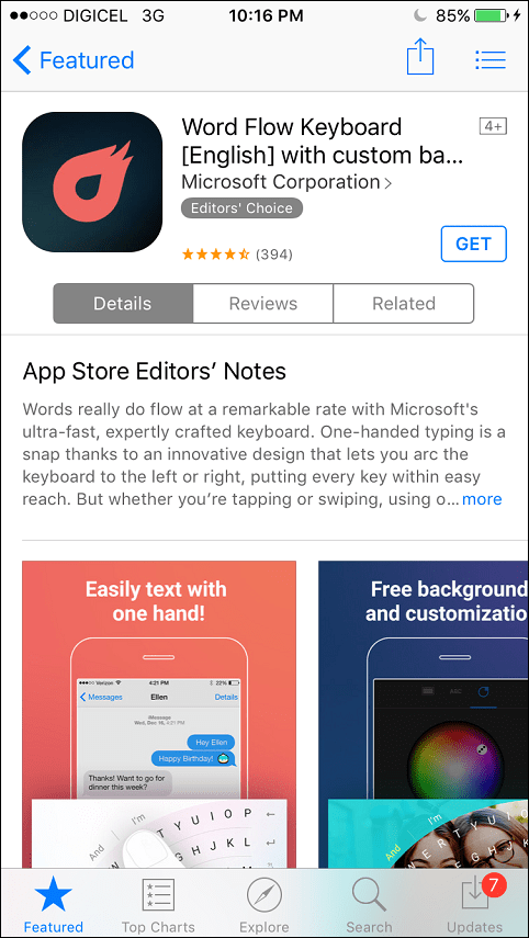 Începeți cu Microsoft Word Flow Keyboard pentru iPhone