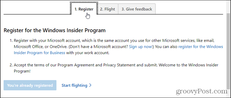 Înregistrați-vă pentru programul Windows Insider